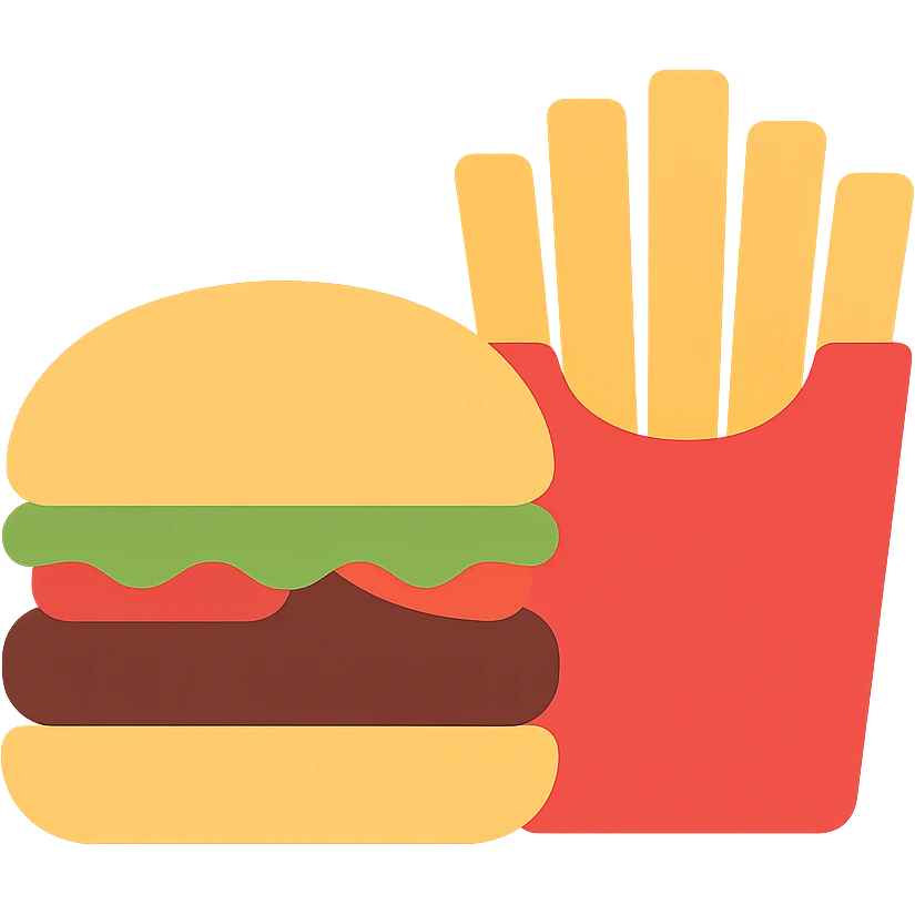 burger and fries emoji