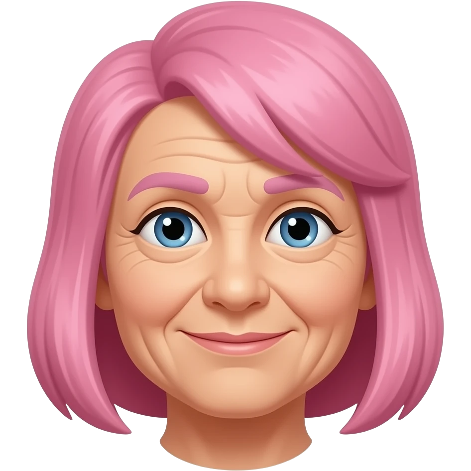 old lady with pink hairs emoji