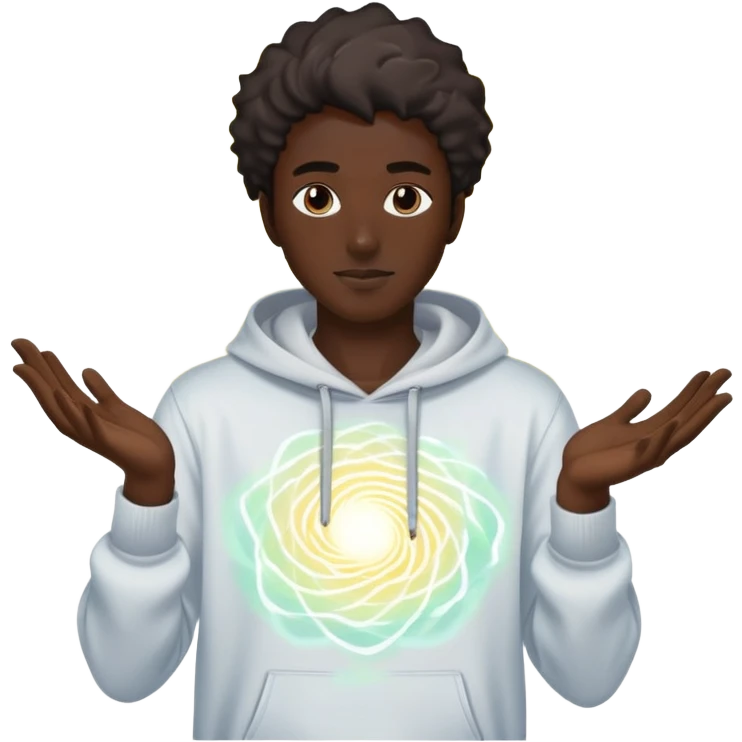 Male profile with casual streetwear clothing elements, radiating creative energy waves, ethereal style inspiration glow emoji