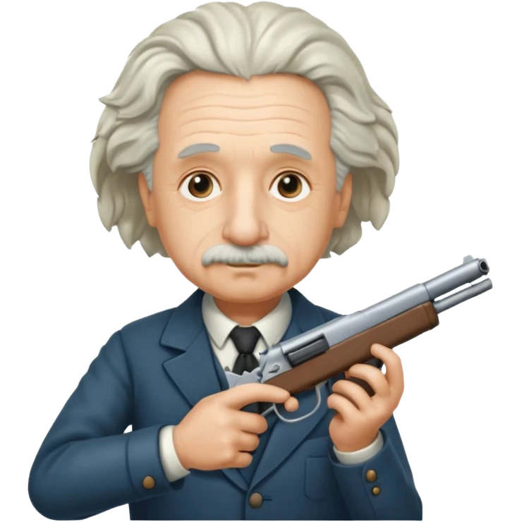 Albert instine shooting a gun emoji