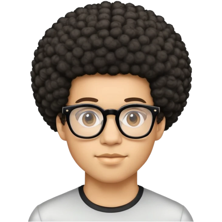 light skin nerd with glasses and afro hairstyle emoji