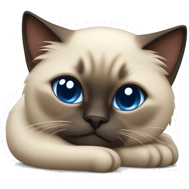 fluffy siamese cat curled up sleeping emoji