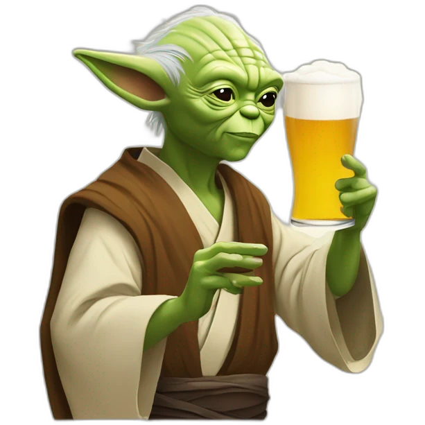 Obi wan kenobi and yoda drinking beer emoji