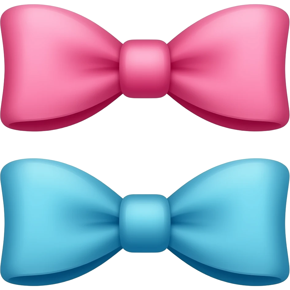 Pink bow and blue emoji
