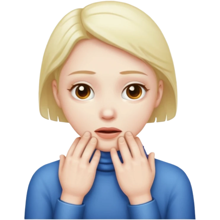 An emoji with hands on their neck and squeezing emoji