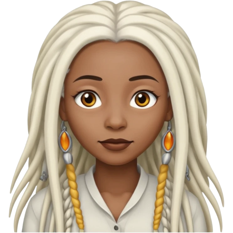 black woman with gray eyes with long white dreadlocs emoji