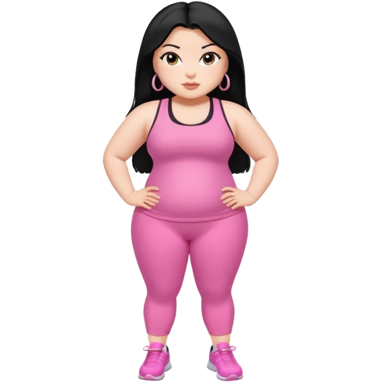 a pretty bratz fair fat girl in pink workout clothes and black hair emoji