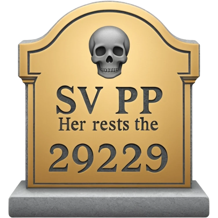 A gravestone with the inscription: 
Here rests the SVP 1971–2025 emoji
