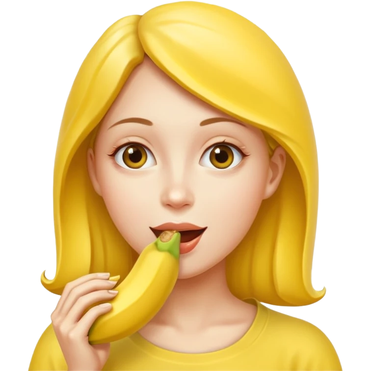 Frau isst Banane am Stück emoji