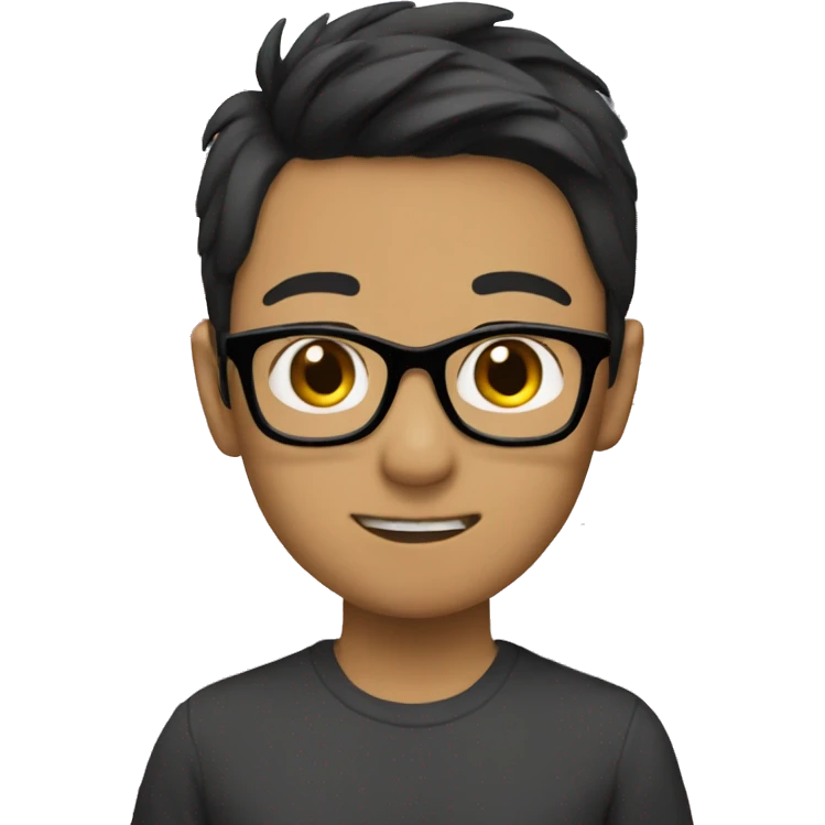 a asian boy with black square like glasses with brown hair with pride flag saying sean is gay emoji