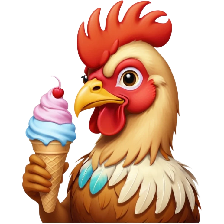 Rooster eating ice cream emoji