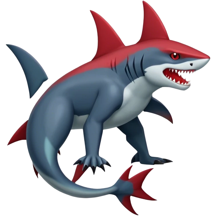 Realistic dark edgy Sharpedo-Zoroark-Scizor-canine-vernid-sergal-fursona-hybrid-animal creature with a shark-tail and red scars, full body, with cool sharp markings  emoji