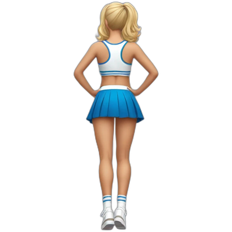 Back view Full body curvy beauty cheerleader short skirt skirt dancing emoji