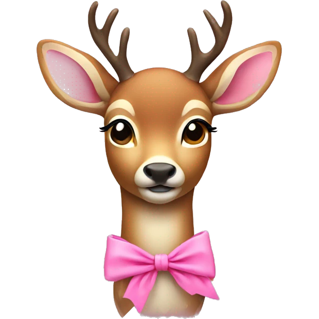 a deer with a pink bow around the neck  emoji