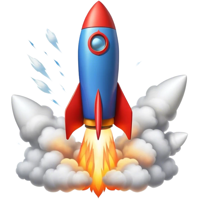 A rocket blasting off with energy and motion. emoji