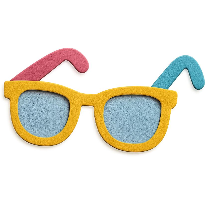colorful and playful sunglasses in paper-craft style emoji