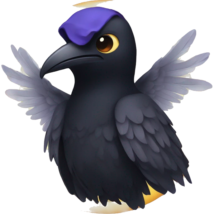 Raven with angel halo emoji