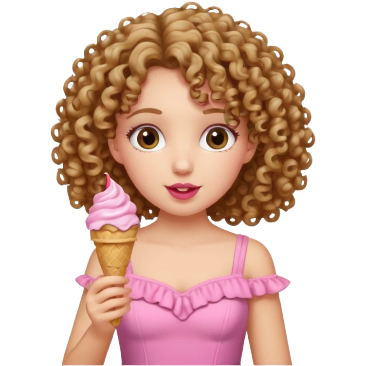 curly haired Princess with ice cream emoji