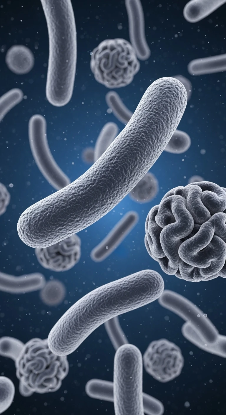 batteri intestinali grigi fluttuano in aria, ma iperrealistica 4k emoji