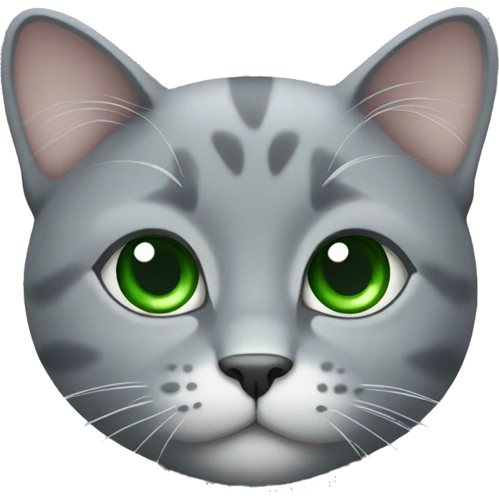 grey cat w bow green eyes emoji