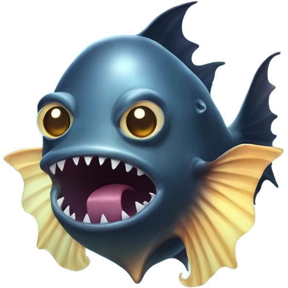 Anglerfish with glowing lure, sharp teeth, and big eyes. emoji