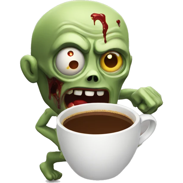 Zombie in pursuit of Coffee emoji