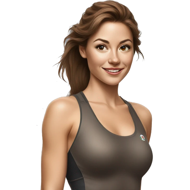 Hyper-realistic pencil painting of sport sexy girl with brown hair  emoji