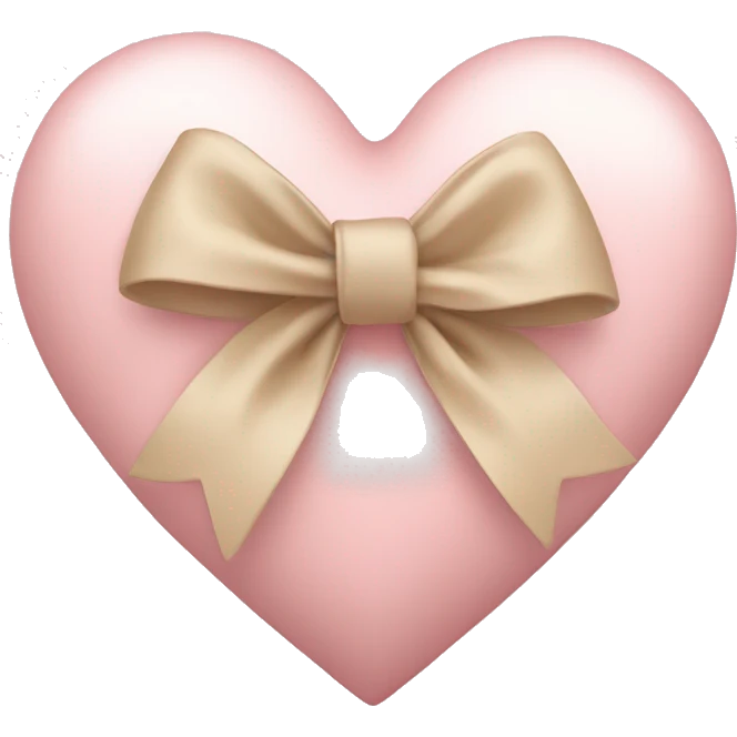 a pale pink heart with a beige bow wrapped around it  emoji