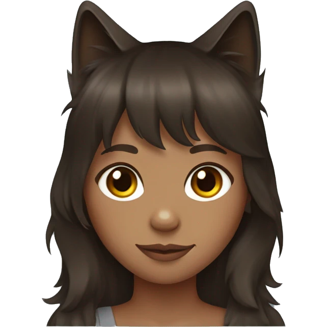 Black Maine coon cat  in woman with brown hair and bangs arms emoji