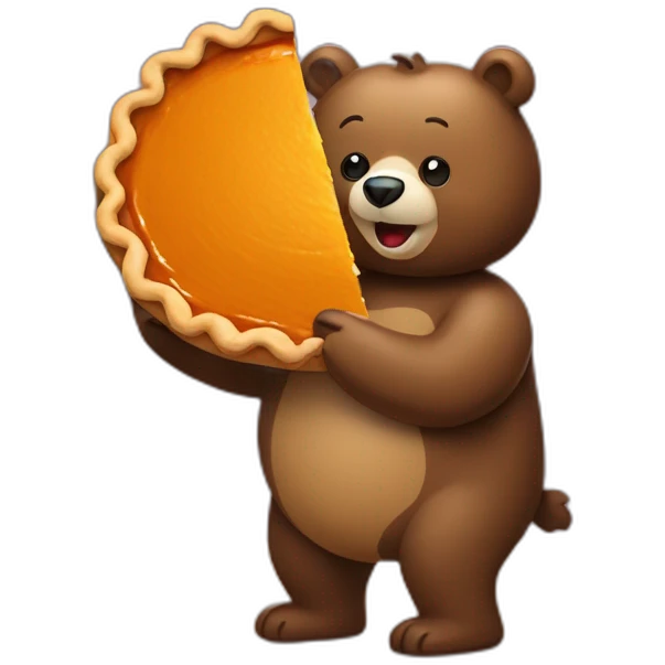 Bipedal bear with Pumpkin Pie for a head emoji