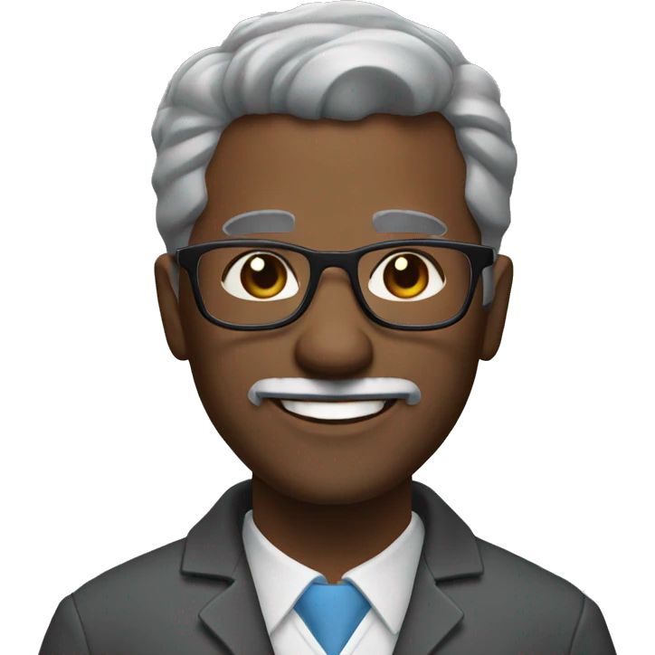 Black doctor with glasses, short gray beard and short gray hair smiling  emoji
