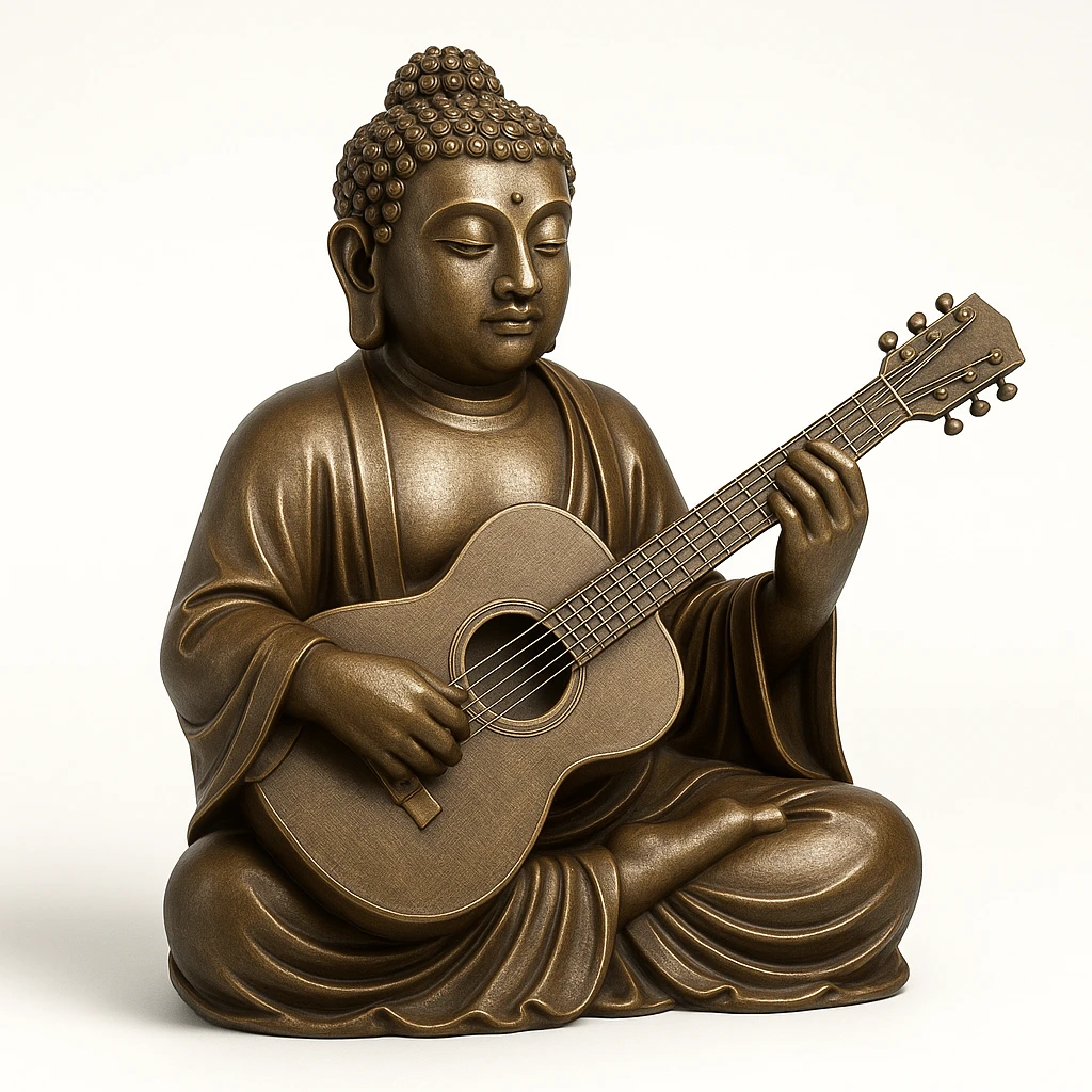 buddha idol with guitar  emoji