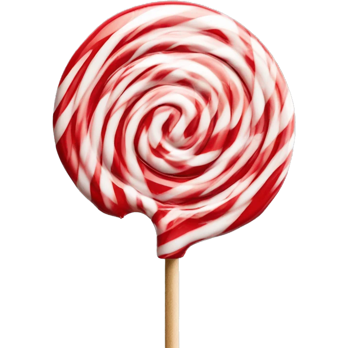 Red and White Swirled Lollipop on Stick and a table that says "innovations" emoji