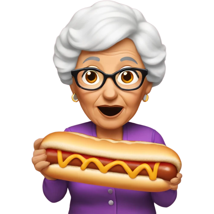 Gay grandma eating hotdog  emoji