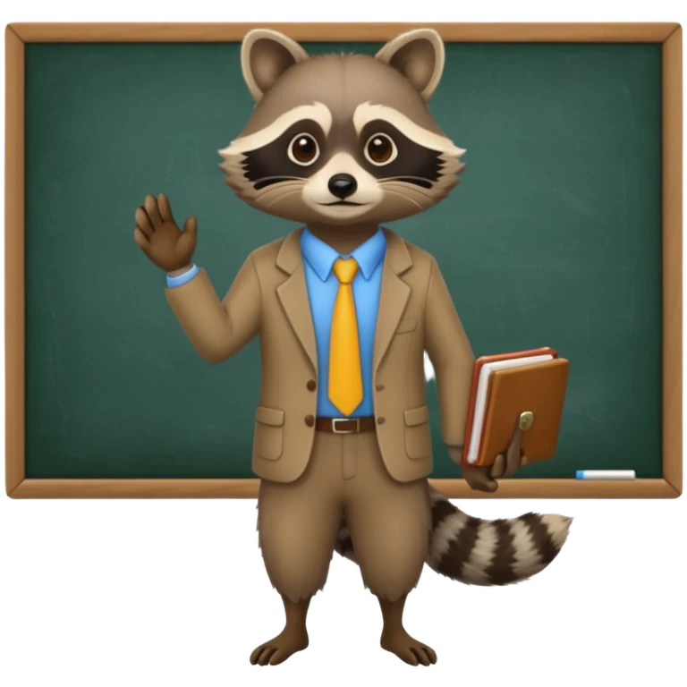 Racoon teacher full body near school board emoji