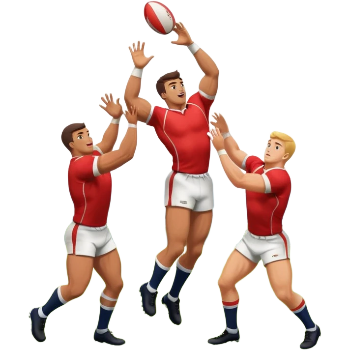two rugby players lifting another player to catch a ball in a lineout emoji