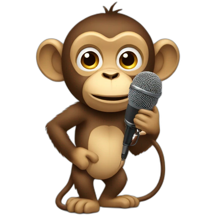 Monkey singing holding mic very close emoji