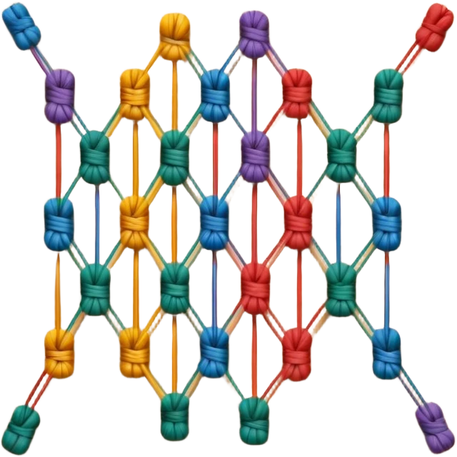 String art icon, colorful threads forming geometric patterns, pins on a board, intricate design, minimalistic style, clean lines, transparent background. emoji