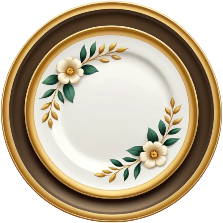 Beautiful white floral plate with golden edges  emoji