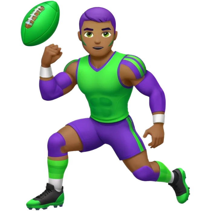 sports icon in neon purple and green, football emoji