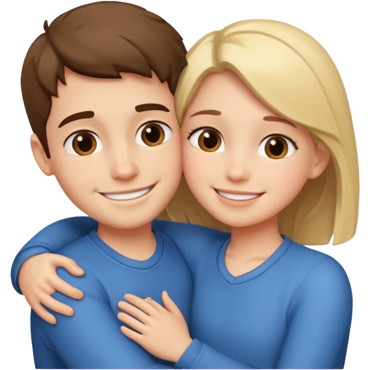 Boy and girl hugging each other in love emoji