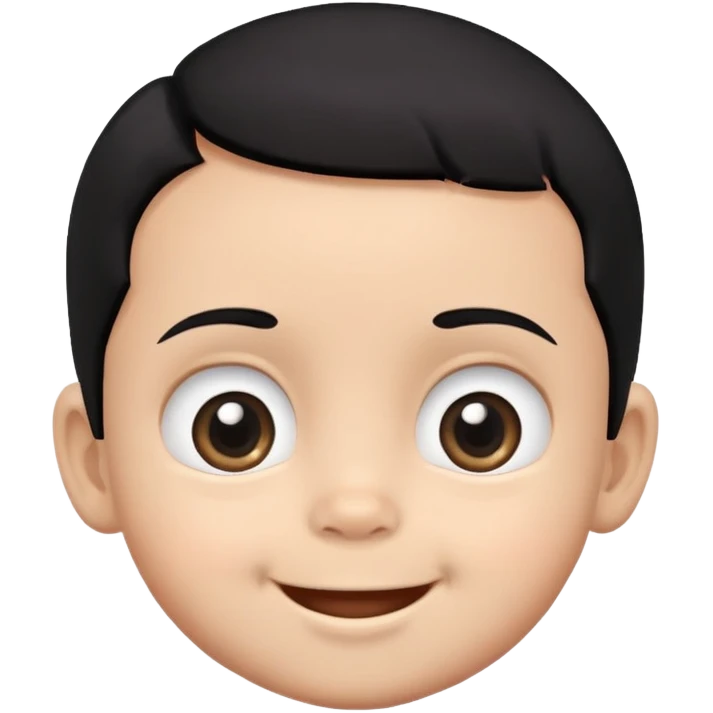 Smiling baby boy face with big eyes, medium skin tone, and black hair emoji