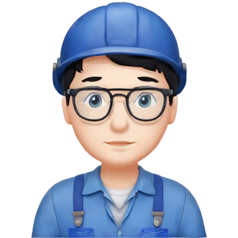 Plumber with black hair, glasses and blue eyes and salopette emoji