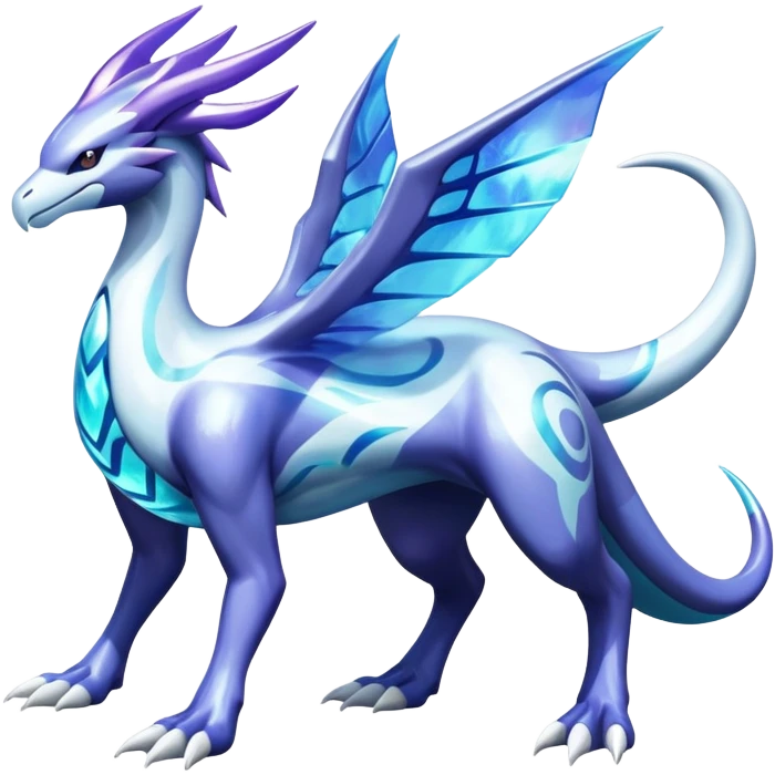 lugia-dialga-suicune-hybrid, marbled glass markings, full body emoji