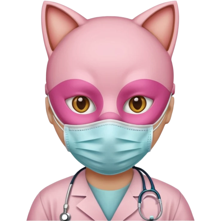 pink doctor cat, surgeon mask emoji