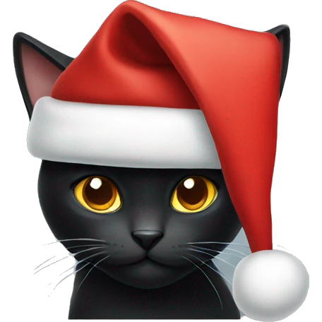 Black cat wearing santa hat emoji