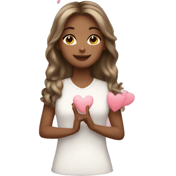 White girl sending hearts emoji