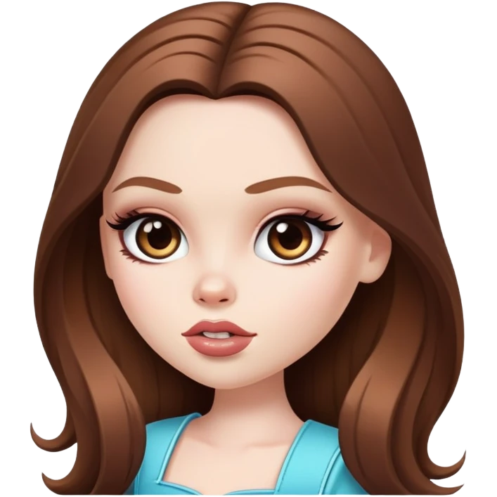 pretty bratz baddie, long brown hair, pale skin emoji
