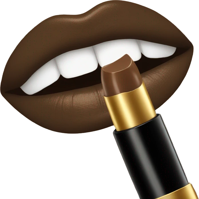 Brown lipstick with gold emoji
