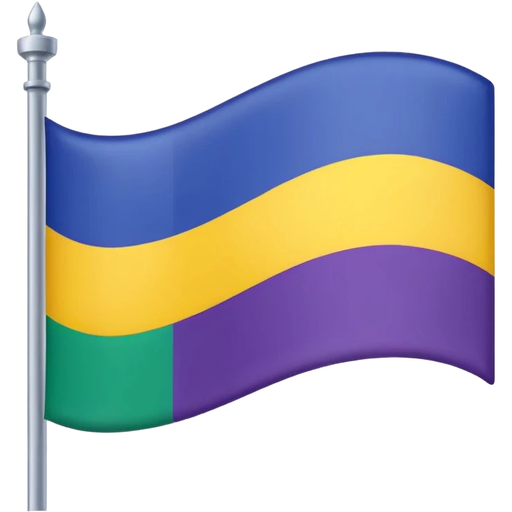 Bandera color azul amarillo morado y verde, seccionada en 4 emoji